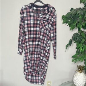 La Vie en Rose Plaid Night Gown in Pink and Navy
